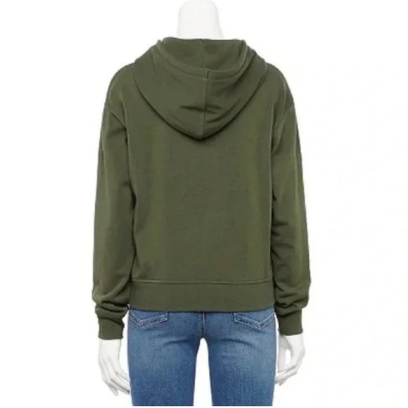 Vans Women’s Olive Green Floral Cropped Long Sleeve Hoodie Pullover Sweater L - Picture 4 of 13